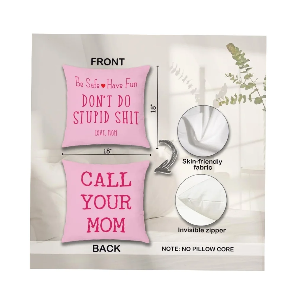 👣4/$20. Funny Pillow Case Double-Sided Call Your Mom & Be Safe Have Fun. NWT - Picture 3 of 6